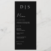 Minimalistische chique zwart-wit bruiloft menu (Voorkant)