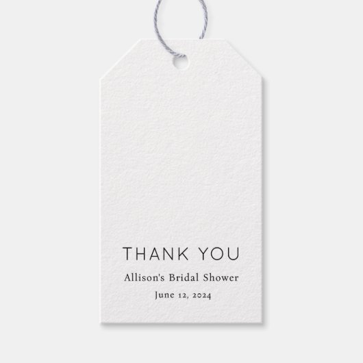 Minimalistische Chique Zwarte en Witte Bruidsdouch Cadeaulabel (Voorkant)