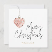 Minimalistische Christmas Heart Ornament Holiday K Feestdagenkaart (Voorkant)