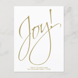 Minimalistische Christmas Joy Gold & White Typogra Feestdagenkaart