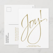 Minimalistische Christmas Joy Gold & White Typogra Feestdagenkaart (Voorkant / Achterkant)