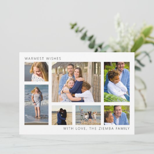 Minimalistische Christmas Photo Collage Kaart (Staand voorkant)