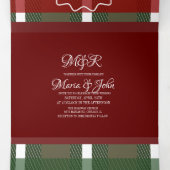 Minimalistische Christmas Plaid White Ring Logo br Drieluik Uitnodiging (Binnenkant midden)