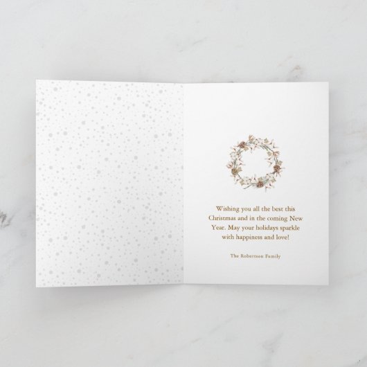 Minimalistische Christmas Wreath Holiday Kaart (Binnen)