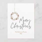 Minimalistische Christmas Wreath Holiday Kaart (Voorkant)
