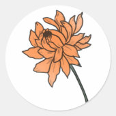 Minimalistische Chrysanthemum bruiloft Ronde Sticker (Voorkant)