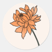 Minimalistische Chrysanthemum bruiloft Ronde Sticker (Voorkant)