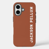 Minimalistische Cinnamon Brown Monogram Namen Hoes (Achterkant)