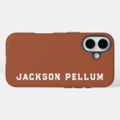 Minimalistische Cinnamon Brown Monogram Namen Hoes (Achterkant (horizontaal))