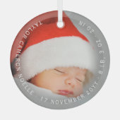Minimalistische Circle Baby's eerste kerstfoto Glas Ornament (Voorkant)