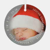 Minimalistische Circle Baby's eerste kerstfoto Glas Ornament (Achterkant)