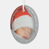 Minimalistische Circle Baby's eerste kerstfoto Glas Ornament (Voorkant links)
