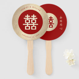 Minimalistische Cirkel dubbel geluk Chinese bruilo Handwaaier