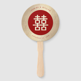 Minimalistische Cirkel dubbel geluk Chinese bruilo Handwaaier