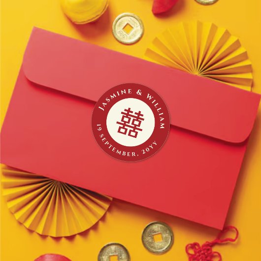 Minimalistische Cirkel dubbel geluk Chinese bruilo Ronde Sticker