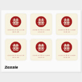 Minimalistische Cirkel dubbel geluk Chinese bruilo Vierkante Sticker (Vel)