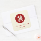 Minimalistische Cirkel dubbel geluk Chinese bruilo Vierkante Sticker (Envelop)