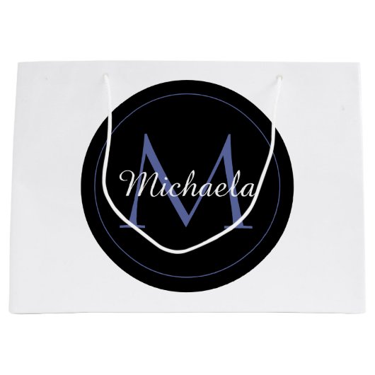 Minimalistische cirkel moderne monogram initiaal n groot cadeauzakje (Voorkant)