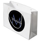 Minimalistische cirkel moderne monogram initiaal n groot cadeauzakje (Achterkant Gekanteld)