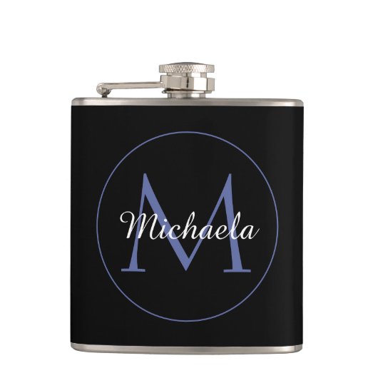 Minimalistische cirkel moderne monogram initiaal n heupfles (Voorkant)