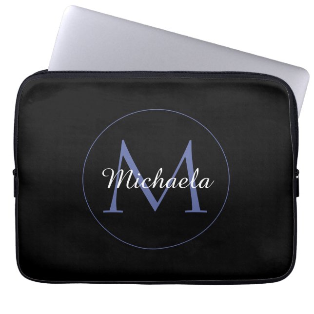 Minimalistische cirkel moderne monogram initiaal n laptop sleeve (Voorkant)