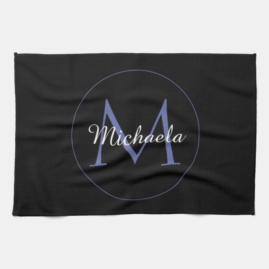 Minimalistische cirkel moderne monogram initiaal n theedoek (Horizontaal)