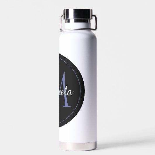 Minimalistische cirkel moderne monogram initiaal n waterfles (Achterkant)