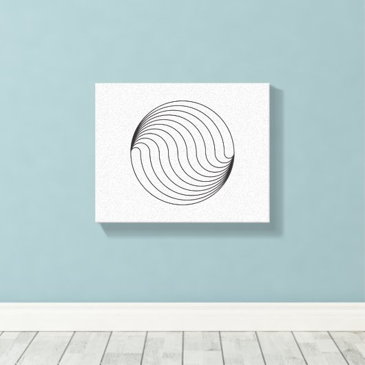 Minimalistische cirkelgolven canvas afdruk (Insitu (Houten vloer))