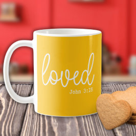 Minimalistische citaat over gele liefde geloof koffiemok