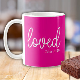 Minimalistische citaat over heldere roze liefde ge koffiemok