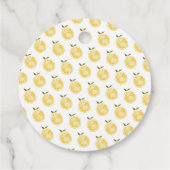 Minimalistische citroenen blauwe & gele bruidsdouc bedankjes labels (Achterkant)