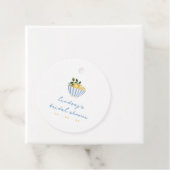 Minimalistische citroenen blauwe & gele bruidsdouc bedankjes labels (In situ)