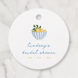 Minimalistische citroenen blauwe & gele bruiloftsb bedankjes labels
