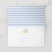 Minimalistische Citroenen Seersucker Strepen Bruid Plaatskaartje (Buitenkant ongevouwen)