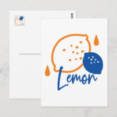 Minimalistische citroenlijnkunst - moderne citrusv briefkaart (Voorkant / Achterkant)