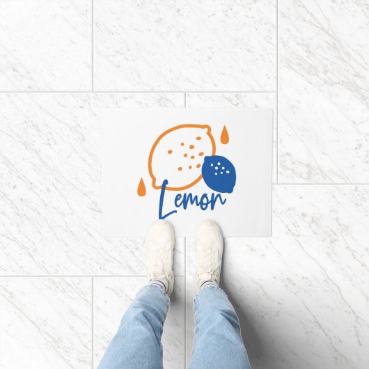 Minimalistische citroenlijnkunst - moderne citrusv deurmat (Binnen)