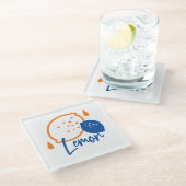 Minimalistische citroenlijnkunst - moderne citrusv glazen onderzetter (Schuin)