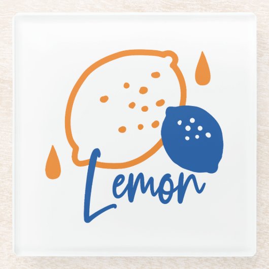 Minimalistische citroenlijnkunst - moderne citrusv glazen onderzetter (Voorkant)