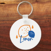 Minimalistische citroenlijnkunst - moderne citrusv sleutelhanger (Voorkant)