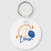 Minimalistische citroenlijnkunst - moderne citrusv sleutelhanger (Achterkant)