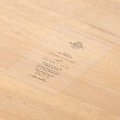 Minimalistische Clam Seashell Monogram Bruiloft Acryl Uitnodigingen (Laagn)