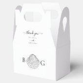Minimalistische Clam Seashell Monogram Bruiloft Bedankdoosjes (Geopend)