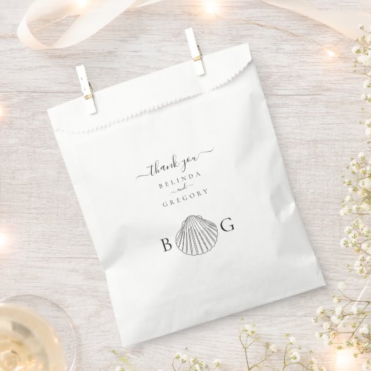 Minimalistische Clam Seashell Monogram Bruiloft Fa Bedankzakje (Geknipt)