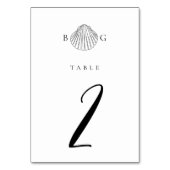 Minimalistische Clam Seashell Monogram Bruiloft Kaart (Achterkant)