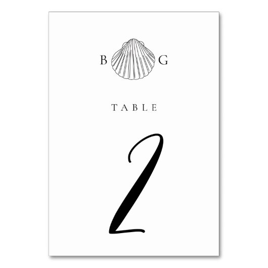 Minimalistische Clam Seashell Monogram Bruiloft Kaart (Voorkant)