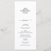 Minimalistische Clam Seashell Monogram Bruiloft Menu (Voorkant)