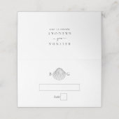 Minimalistische Clam Seashell Monogram Bruiloft Plaatskaartje (Buitenkant ongevouwen)