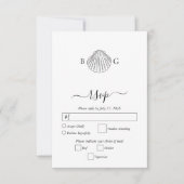 Minimalistische Clam Seashell Monogram Bruiloft RSVP Kaartje (Voorkant)