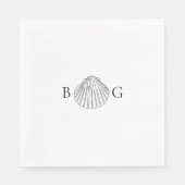 Minimalistische Clam Seashell Monogram Bruiloft Servet (Voorkant)