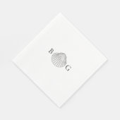Minimalistische Clam Seashell Monogram Bruiloft Servet (Hoek)